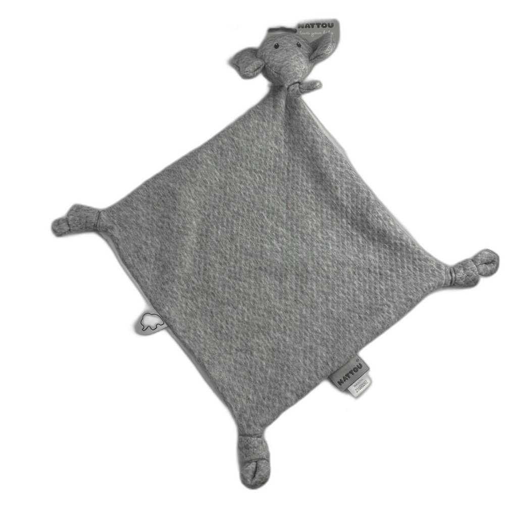 Nattou Elephant Knotted Lovey Plush Security Blanket‎ Gray Stuff Animal Soft Toy